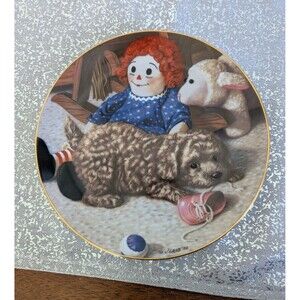 Vtg Puppy Playtime "Fun & Games" 1987 Raggedy Ann Jim Lamb 8.5" Porcelain Plate